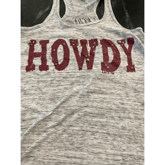 LHTX Leigh L. Hajovsky Texas made "HOWDY" embellished tank S Aggies - Picture 2 of 8